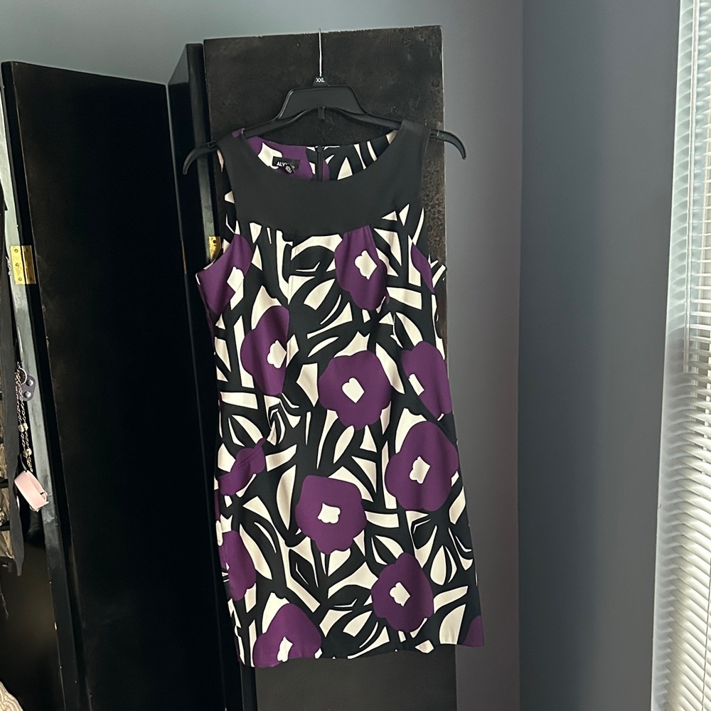 Alyx Black Dress with Purple Floral Accents